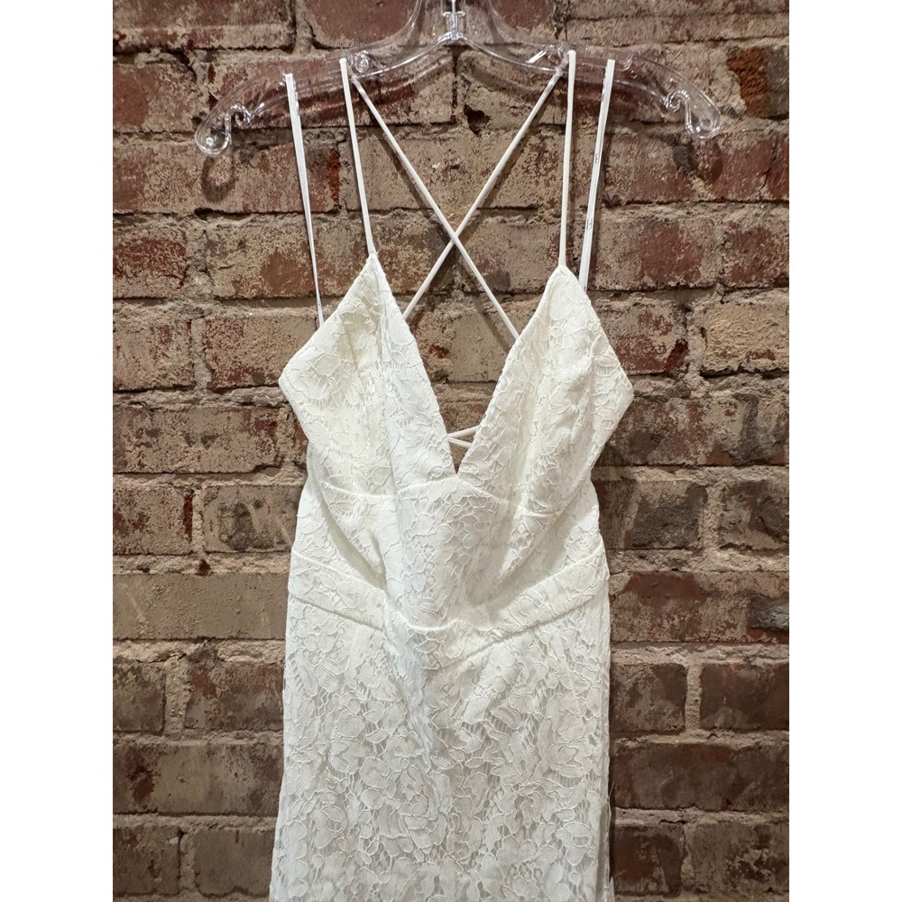NEW Lulus‎ All About Tonight White Lace Wide-Leg Lace-Up Jumpsuit Medium - Picture 5 of 10